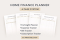 Home Finance Planner Printable | Budget Planner, Bill Tracker, Subscription Tracker | A4 PDF | Instant Download