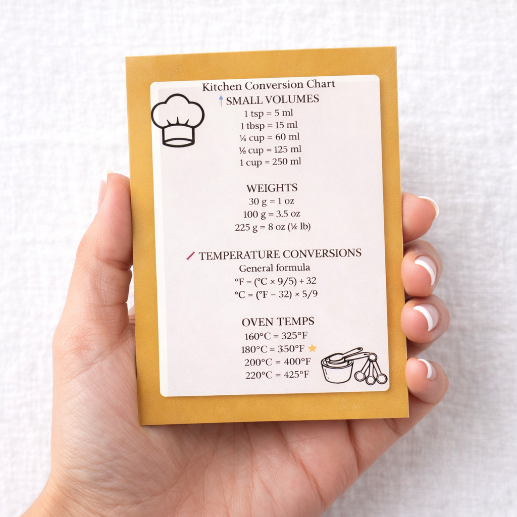 Kitchen Conversion Chart Magnet | Australian Measurements | Fridge Cooking Guide | Baking & Oven Temp Cheat Sheet